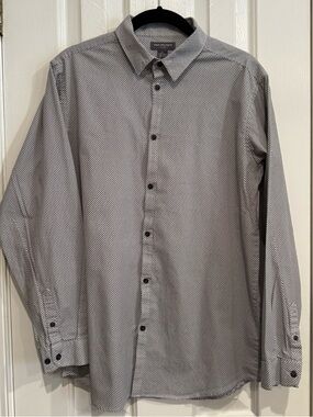 Van HeusenFlex Boys Black/White/Gray Patterned Long-Sleeve Dress Shirt-XL 18/20